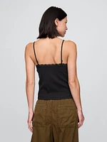 Lace-Trim Waffle-Knit Crop Cami