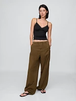 Lace-Trim Waffle-Knit Crop Cami