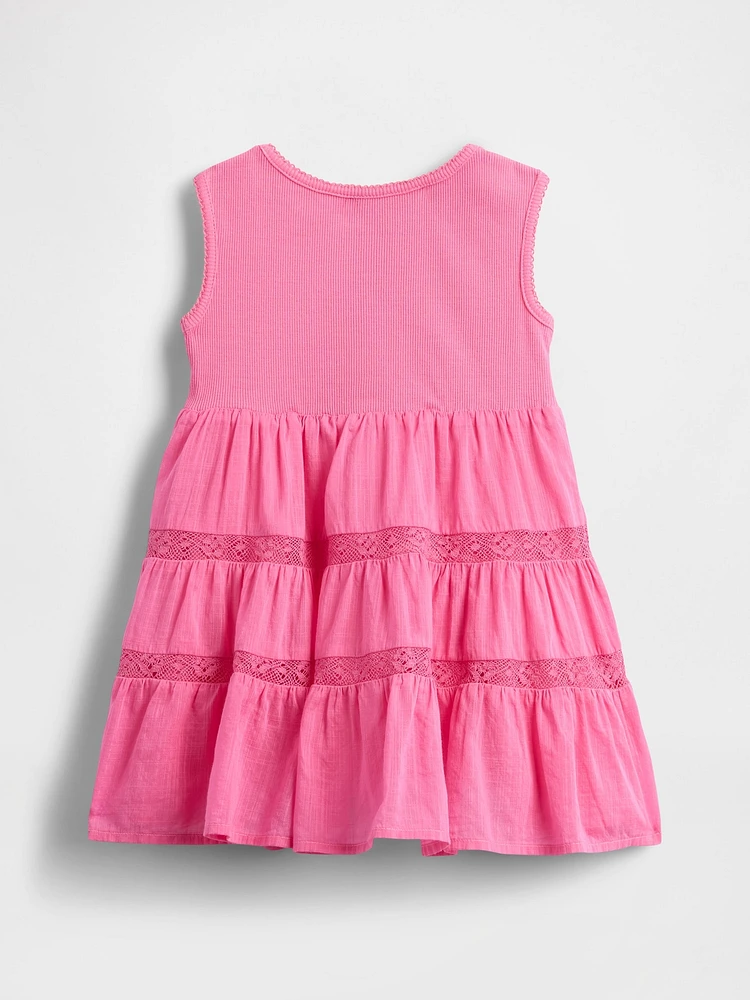 Baby & Toddler Lace-Trim Mixed Media Dress