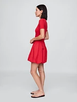 Modern Mixed Media Bubble Mini Dress