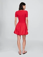 Modern Mixed Media Bubble Mini Dress