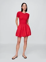 Modern Mixed Media Bubble Mini Dress