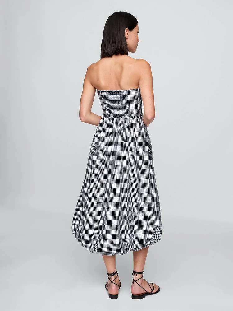 Poplin Gingham Bubble Midi Dress