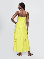 Linen-Blend Embroidered Maxi Dress