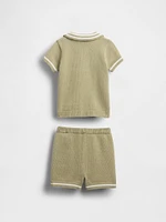 Baby Polo Shirt Sweater Outfit Set