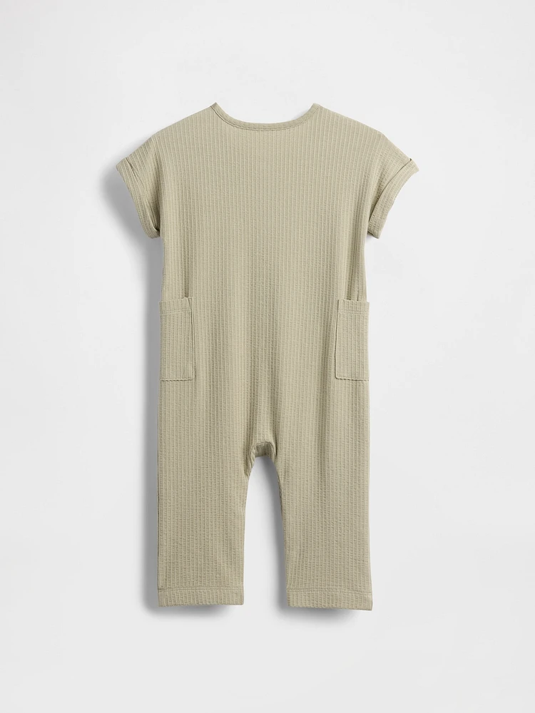 Baby Seersucker Henley Footless One-Piece