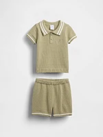 Baby Polo Shirt Sweater Outfit Set