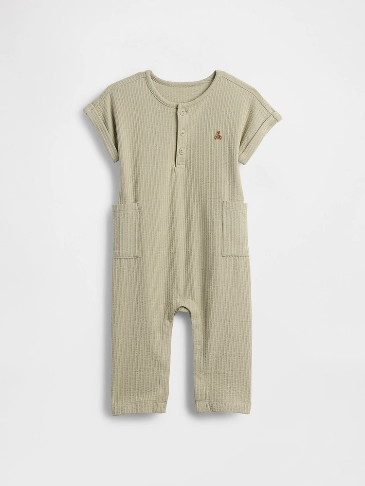 Baby Seersucker Henley Footless One-Piece