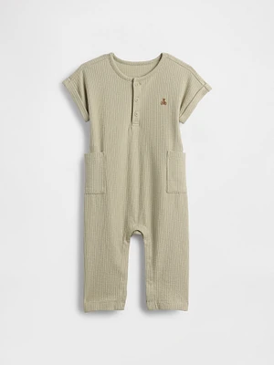 Baby Seersucker Henley Footless One-Piece
