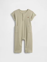 Baby Seersucker Henley Footless One-Piece