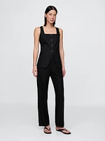 Linen-Blend Relaxed Straight Ankle Pants