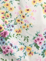 Denim Floral Crop Shell Tank Top