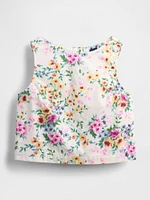 Denim Floral Crop Shell Tank Top