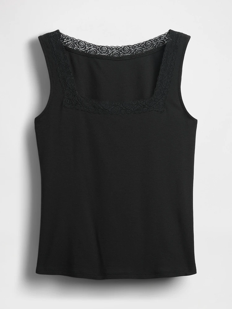Modern Lace-Trim Tank Top