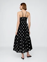 Shirred Bodice Halter Maxi Dress