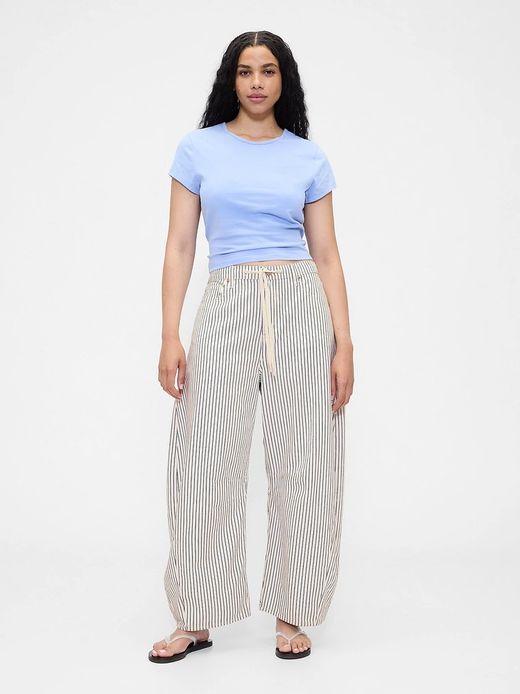 High Rise Denim Stripe Horseshoe Jeans
