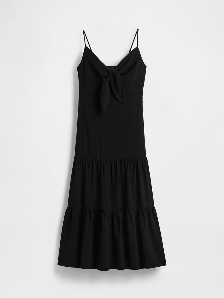 Tie-Front Tiered Maxi Dress