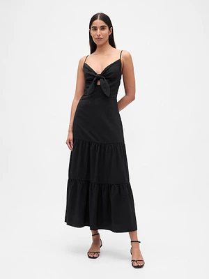 Tie-Front Tiered Maxi Dress
