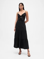 Tie-Front Tiered Maxi Dress