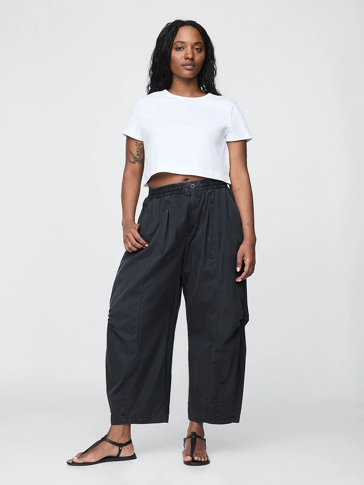 Mid Rise Twill Barrel Pants