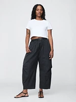 Mid Rise Twill Barrel Pants
