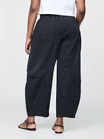 Mid Rise Twill Barrel Pants