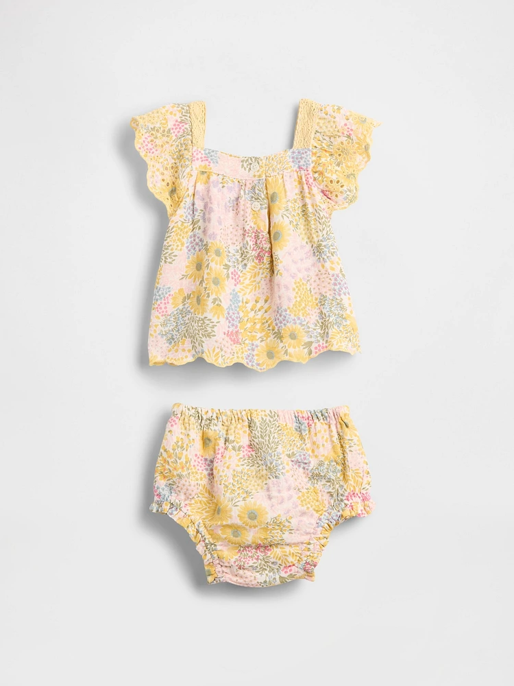 Baby Cotton Gauze Floral Outfit Set