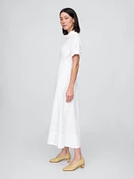 Poplin Roll-Cuff Midi Shirtdress
