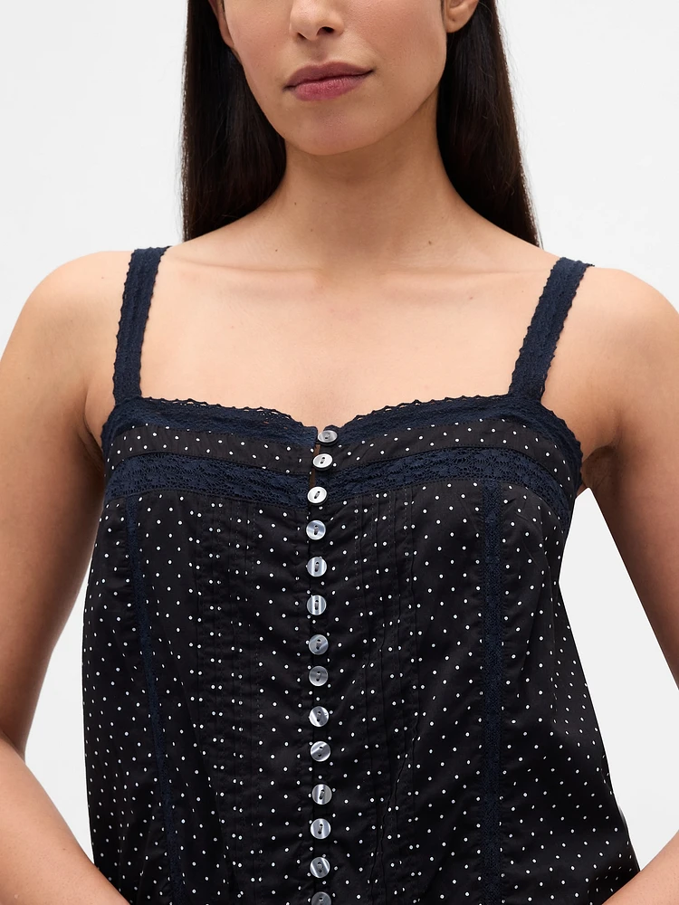 Lace-Trim Drop-Waist Mini Dress