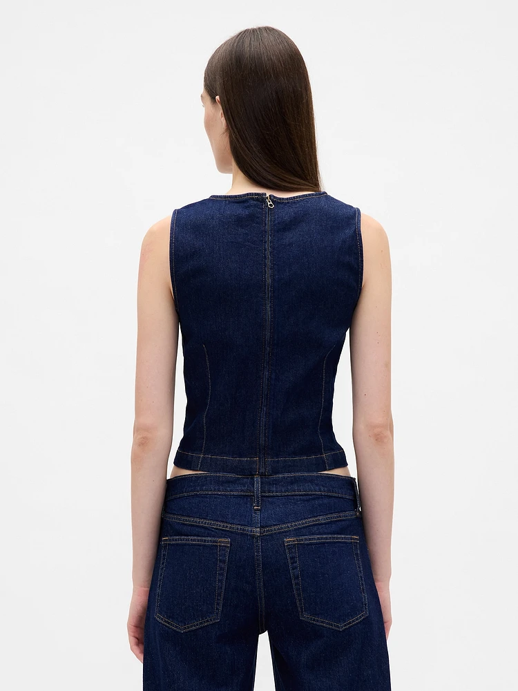 Denim Crop Shell Tank Top