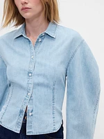 Denim Balloon-Sleeve Shirt