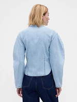 Denim Balloon-Sleeve Shirt