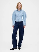 Denim Balloon-Sleeve Shirt