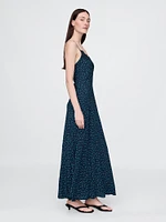 Crepe Lace-Trim Sweetheart Maxi Dress