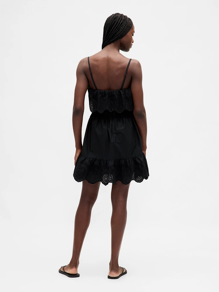Eyelet Ruffle Mini Dress
