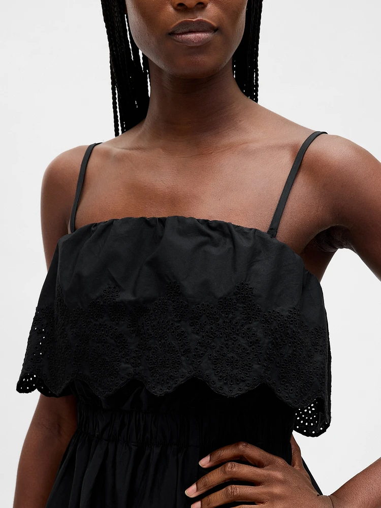Eyelet Ruffle Mini Dress