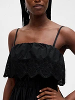 Eyelet Ruffle Mini Dress