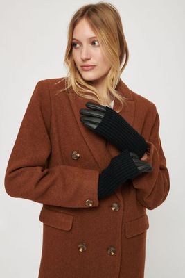 Faux Leather & Knit Gloves