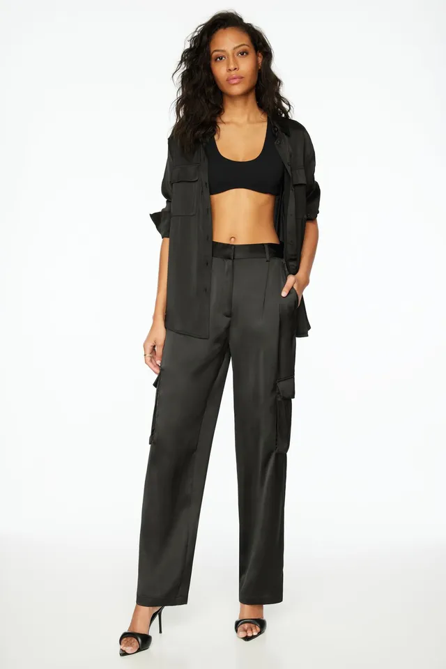 Dynamite Santina Satin Wide Leg Pants