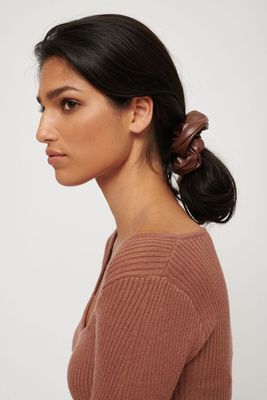Oversized Faux Leather Scrunchie