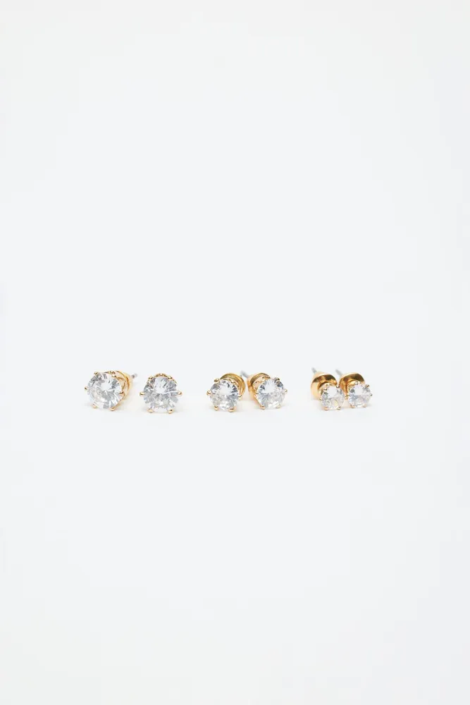 3 Piece Round Stud Earring Pack 