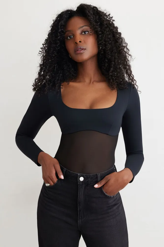Dynamite, Tops, Dynamite Womens Black Long Sleeve Corset Bodysuit