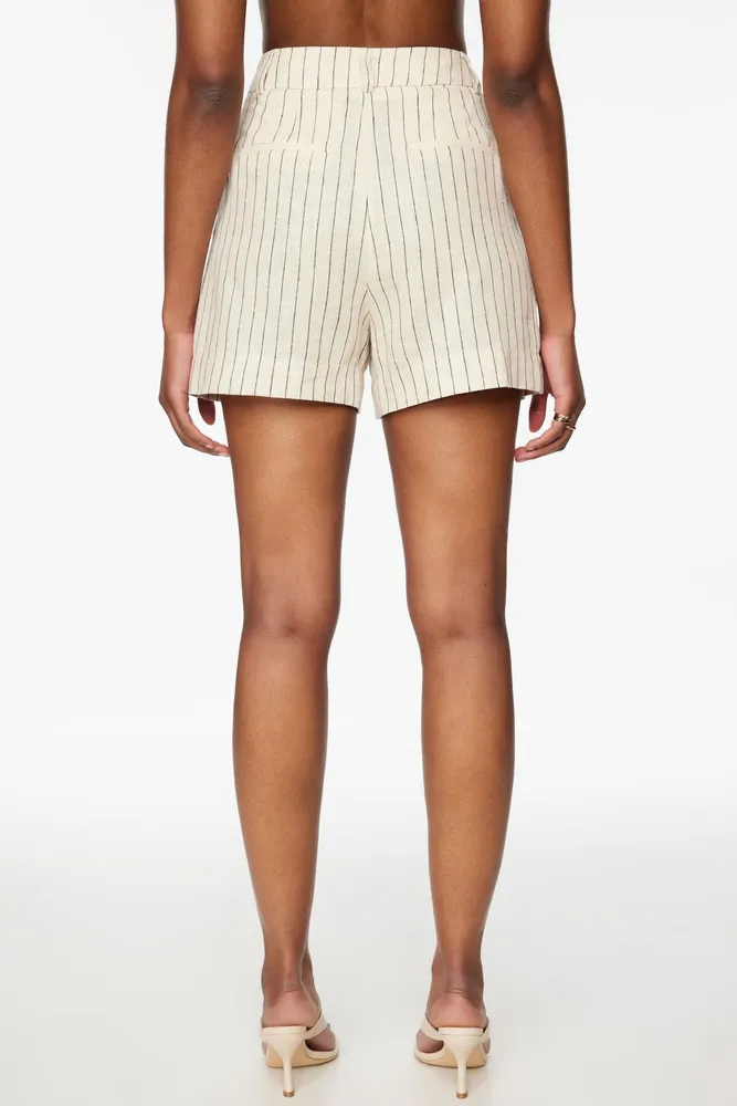 Striped Linen Trouser Shorts