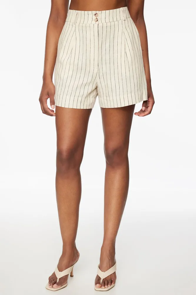 Striped Linen Trouser Shorts