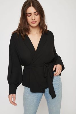 Belted Long Sleeve Blouse