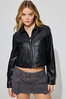 Clean Faux Leather Jacket