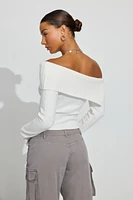 Chandail spongieux asymétrique à épaules dégagées