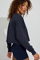 Oversized Henley Long Sleeve Top