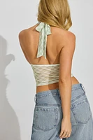 Deep Plunge Mesh Halter Top