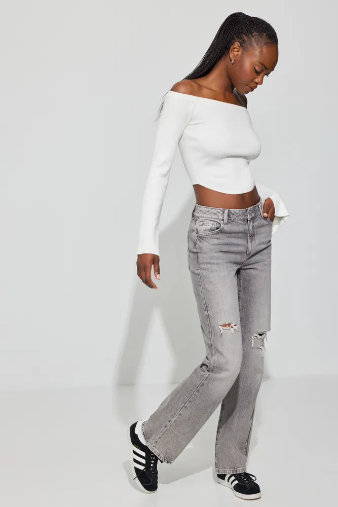 Haut à épaules dégagées et ourlet de style corset